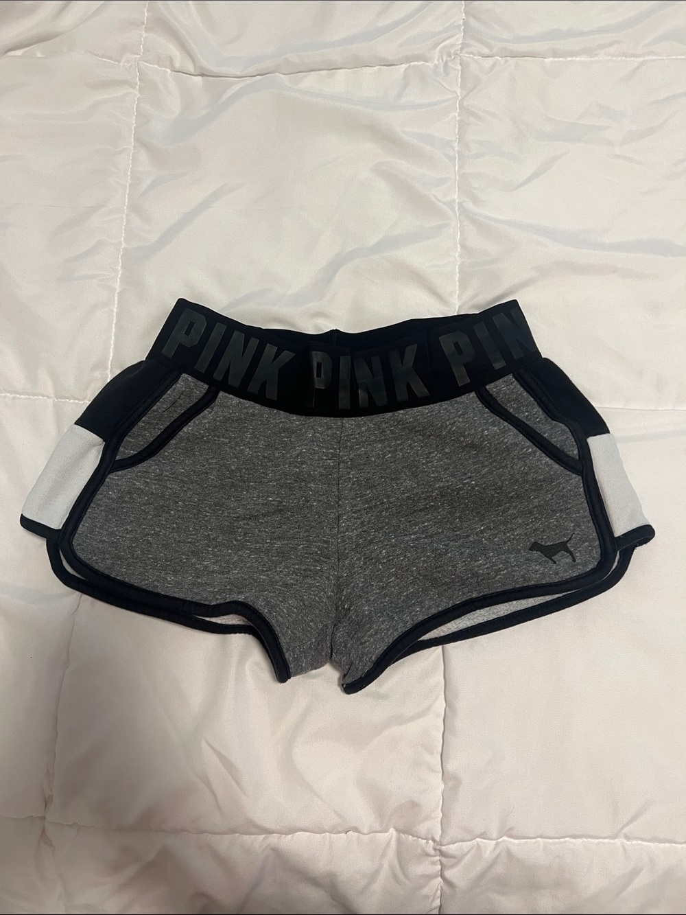 PINK Victoria's Secret Gray & Black Athletic Shorts with Branded Waistband